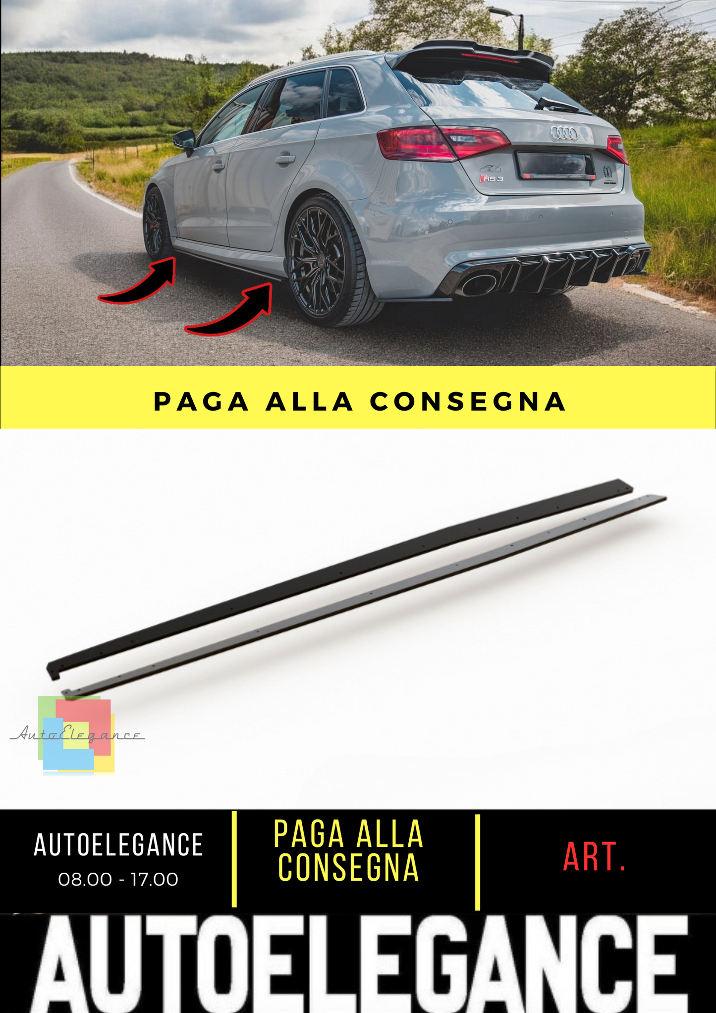 🔥Under Side Skirts Street Pro Audi RS3 8V Sportback🔥