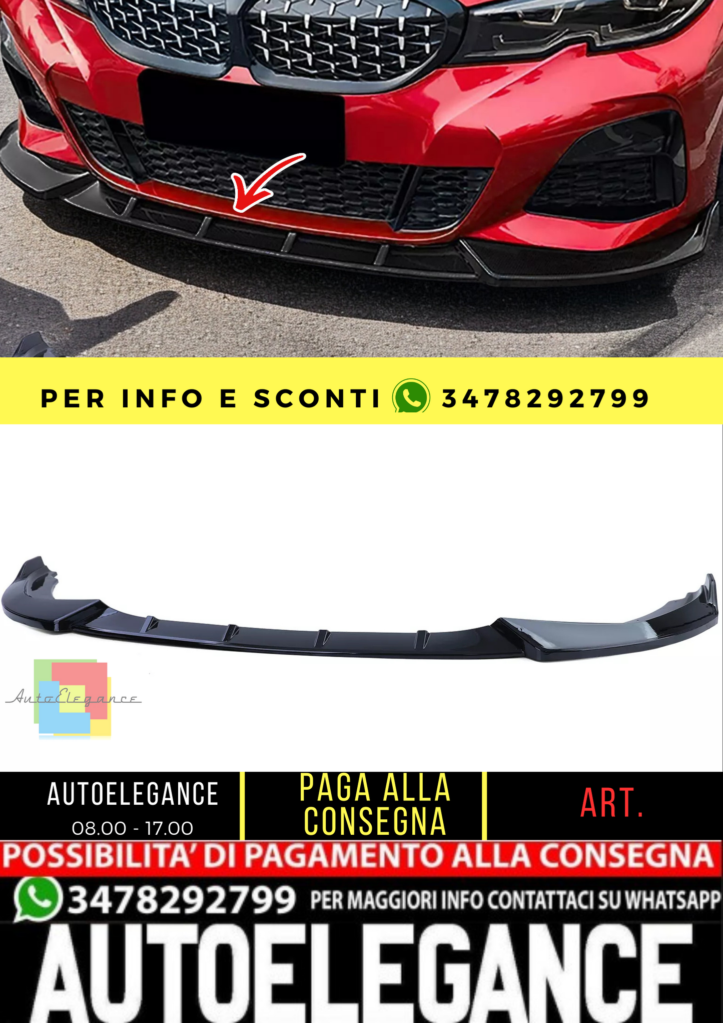 🔥Spoiler anteriore avvicinamento sport nero lucido adatto per BMW Serie 3 G20 G21 dal 18🔥