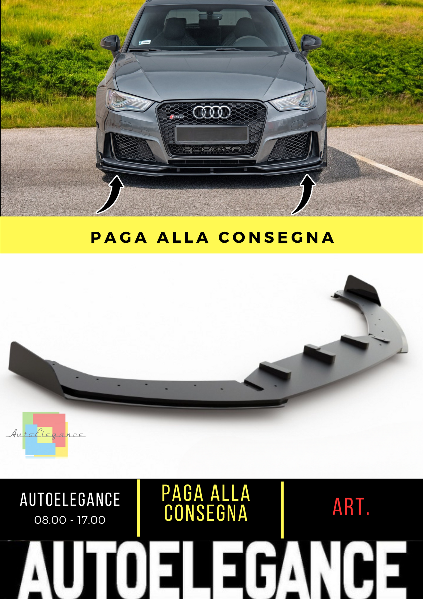 🔥Splitter Anteriore Street Pro + Flap  Audi RS3 8V Sportback🔥