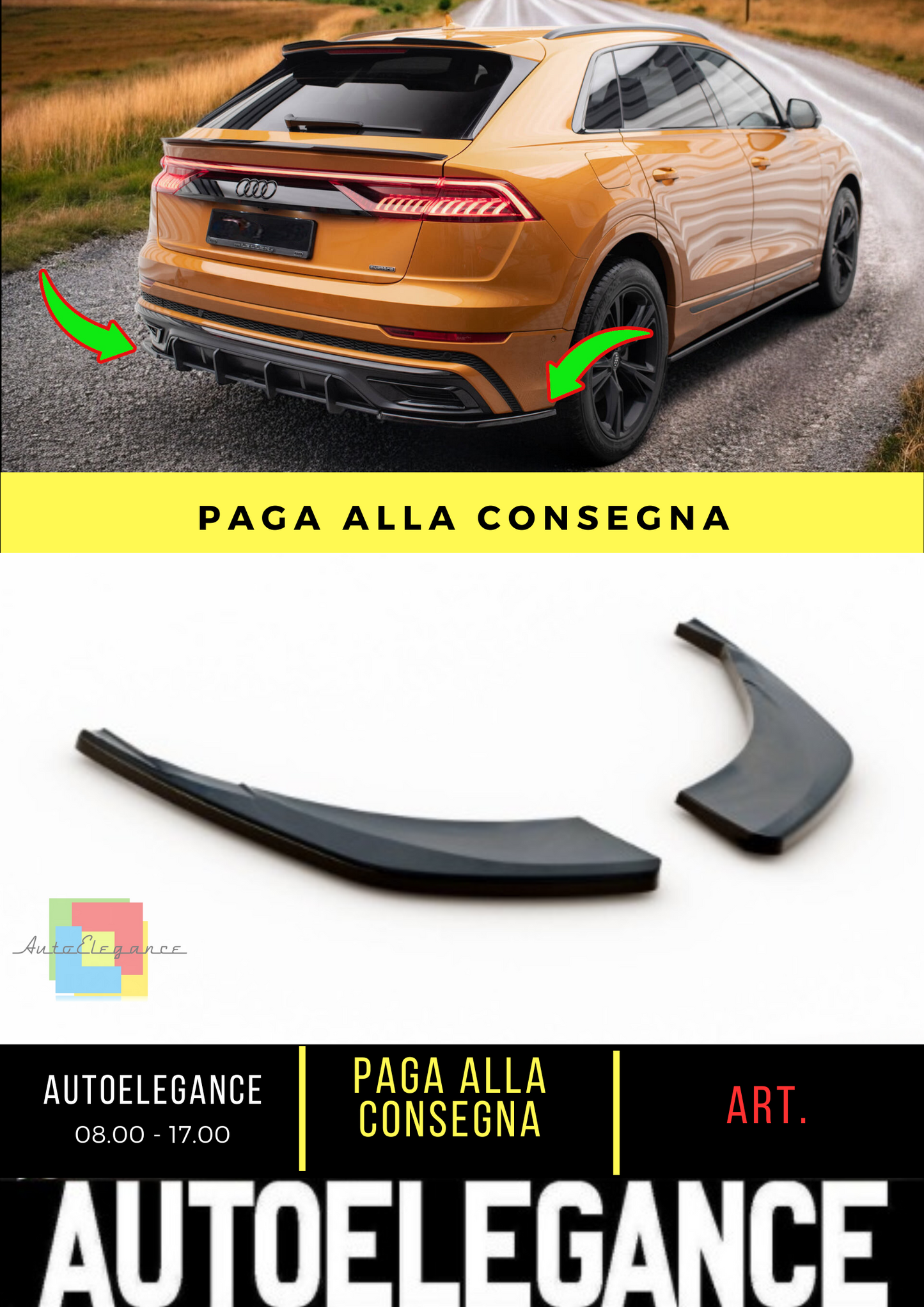 🔥Splitter laterali posteriori adatto per Audi Q8 S-line🔥