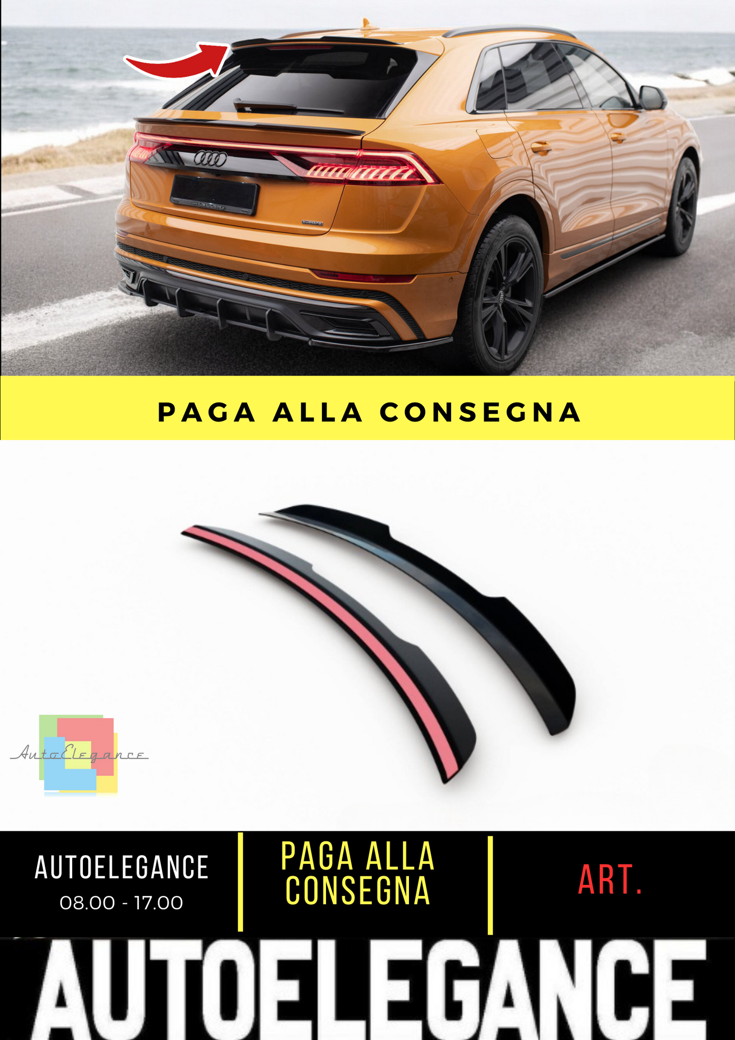 🔥Tappo Spoiler Superiore adatto per Audi Q8 / Q8 S-line / SQ8 Mk1🔥