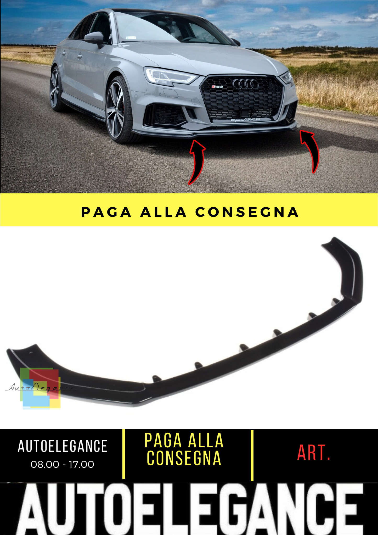 ✨Front Splitter V.2 suitable for Audi RS3 8V FL Sedan✨