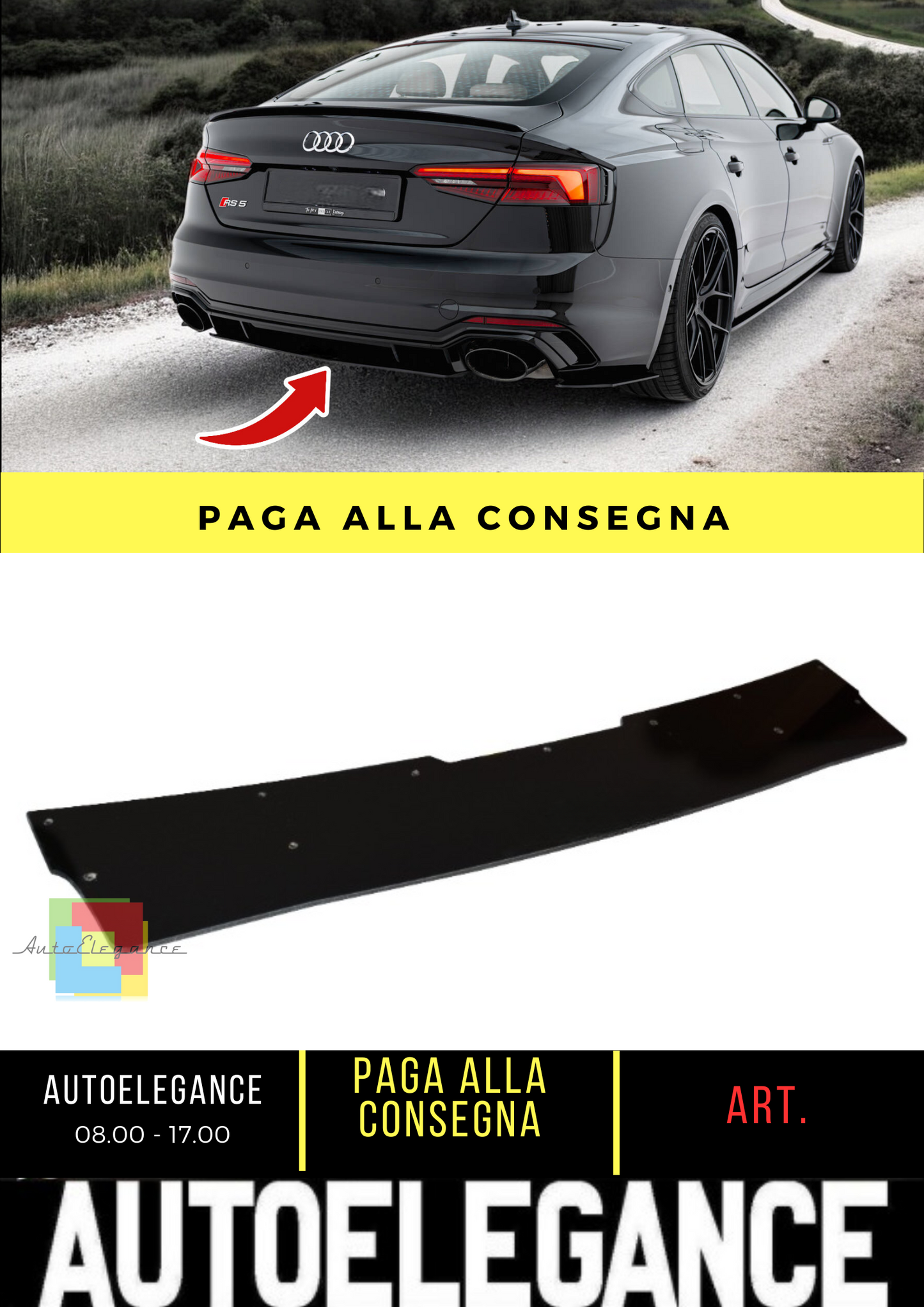 💫Diffusore posteriore nero luci V.1 adatto per Audi RS5 Coupe / Sportback F5💫