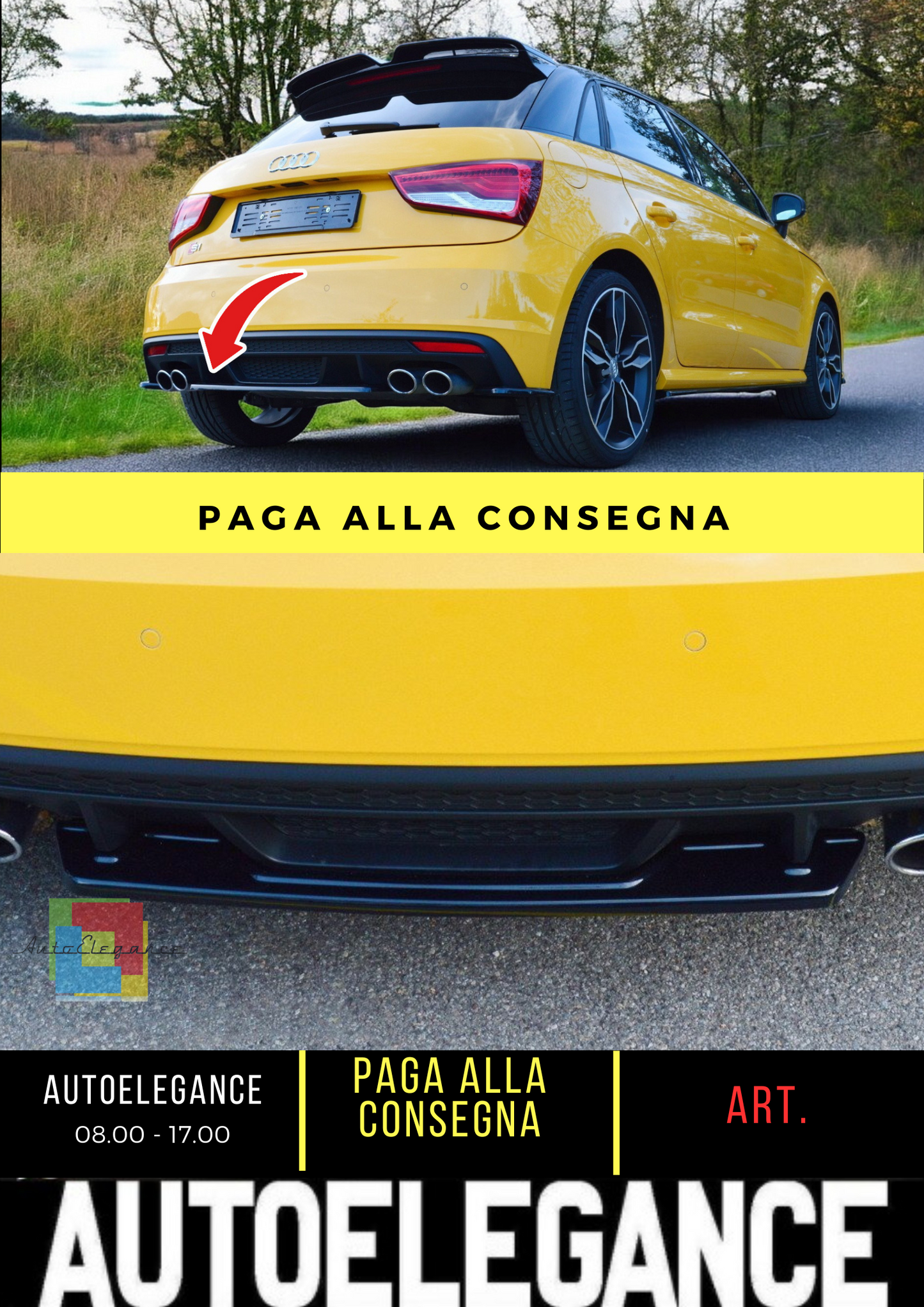 ✨Diffusore posteriore nero luci adatto per Audi S1 8X✨