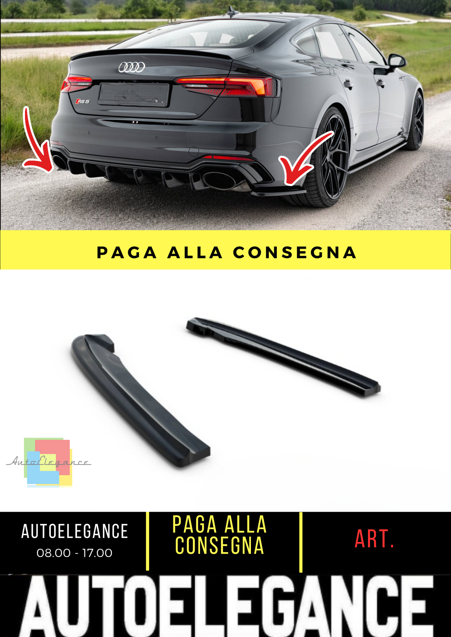 💫Splitter laterali posteriori adatto per Audi RS5 Coupe F5💫