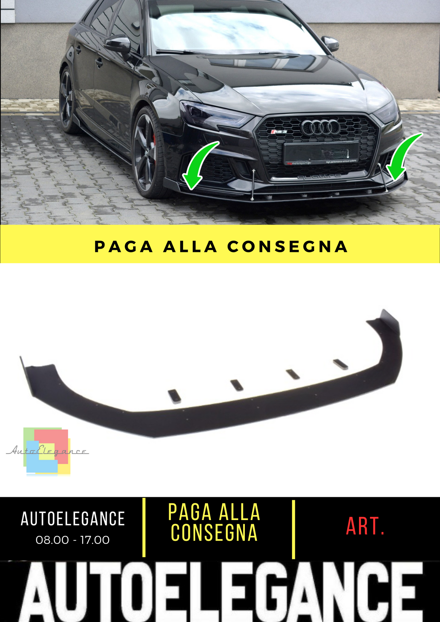 ✨Front Splitter V.1 suitable for Audi RS3 8V FL Sportback✨