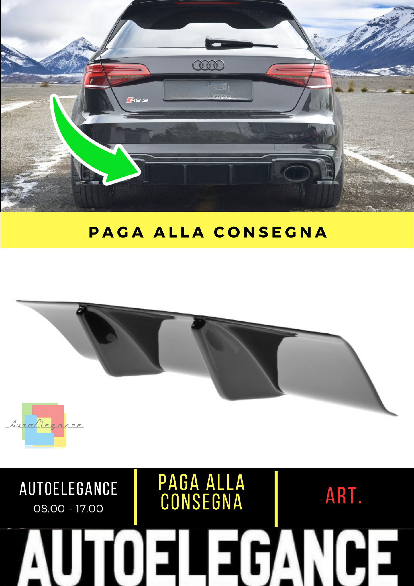 🔥Black rear diffuser lights suitable for Audi RS3 8V FL Sportback🔥