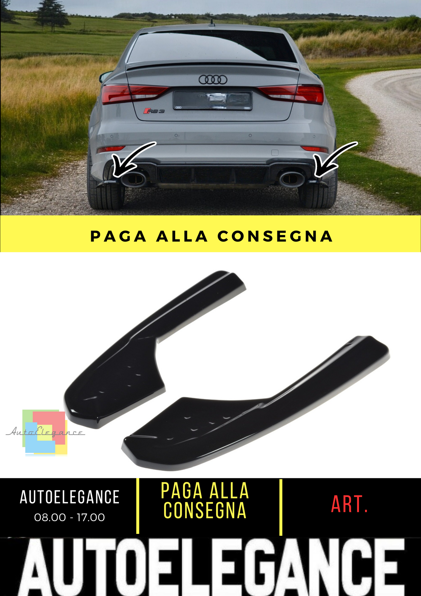 ✨Rear Side Splitters suitable for Audi RS3 8V FL Sedan✨