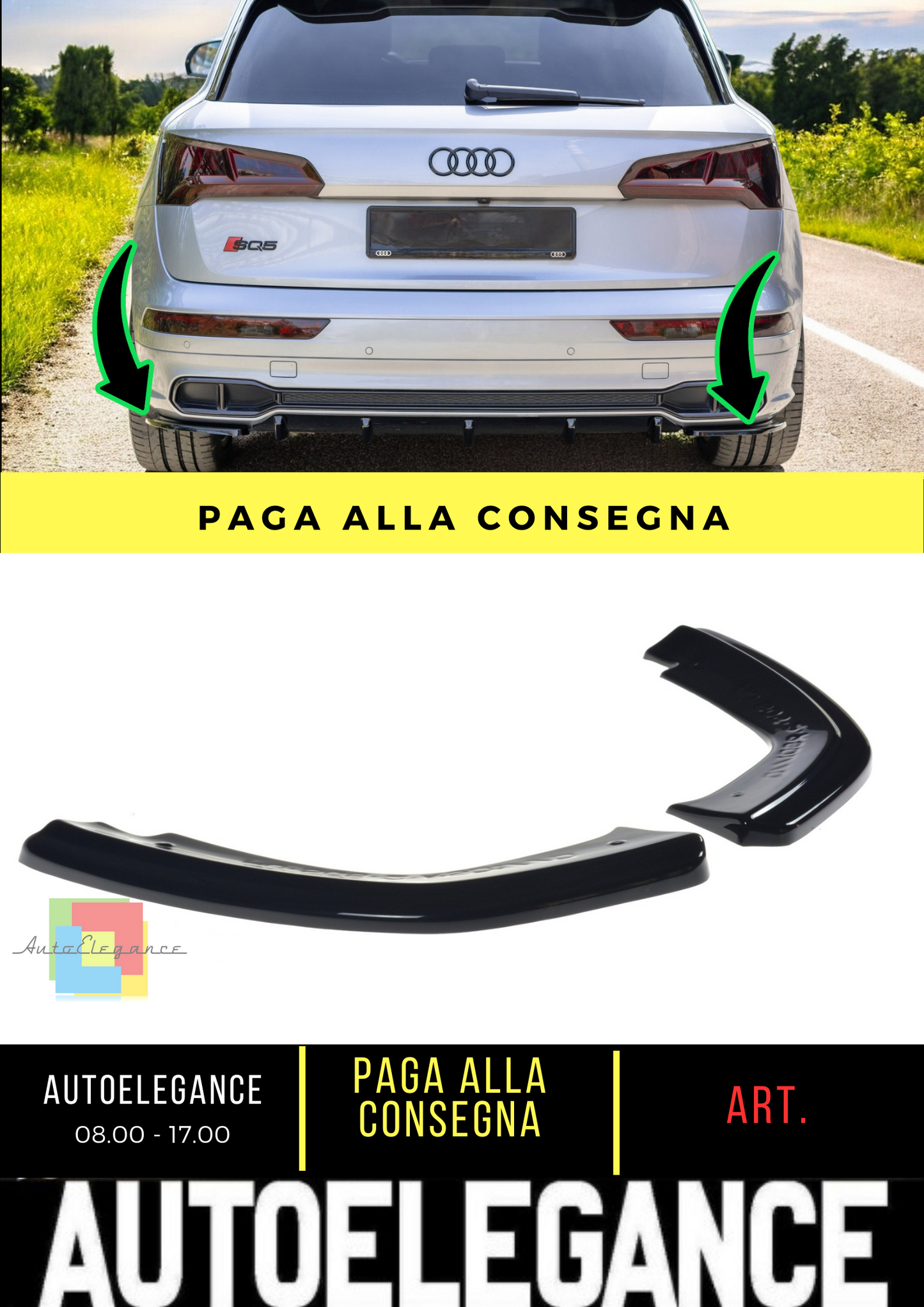 🔥SPLITTER LATERALI POSTERIORI adatto per Audi SQ5/S-line MkII🔥