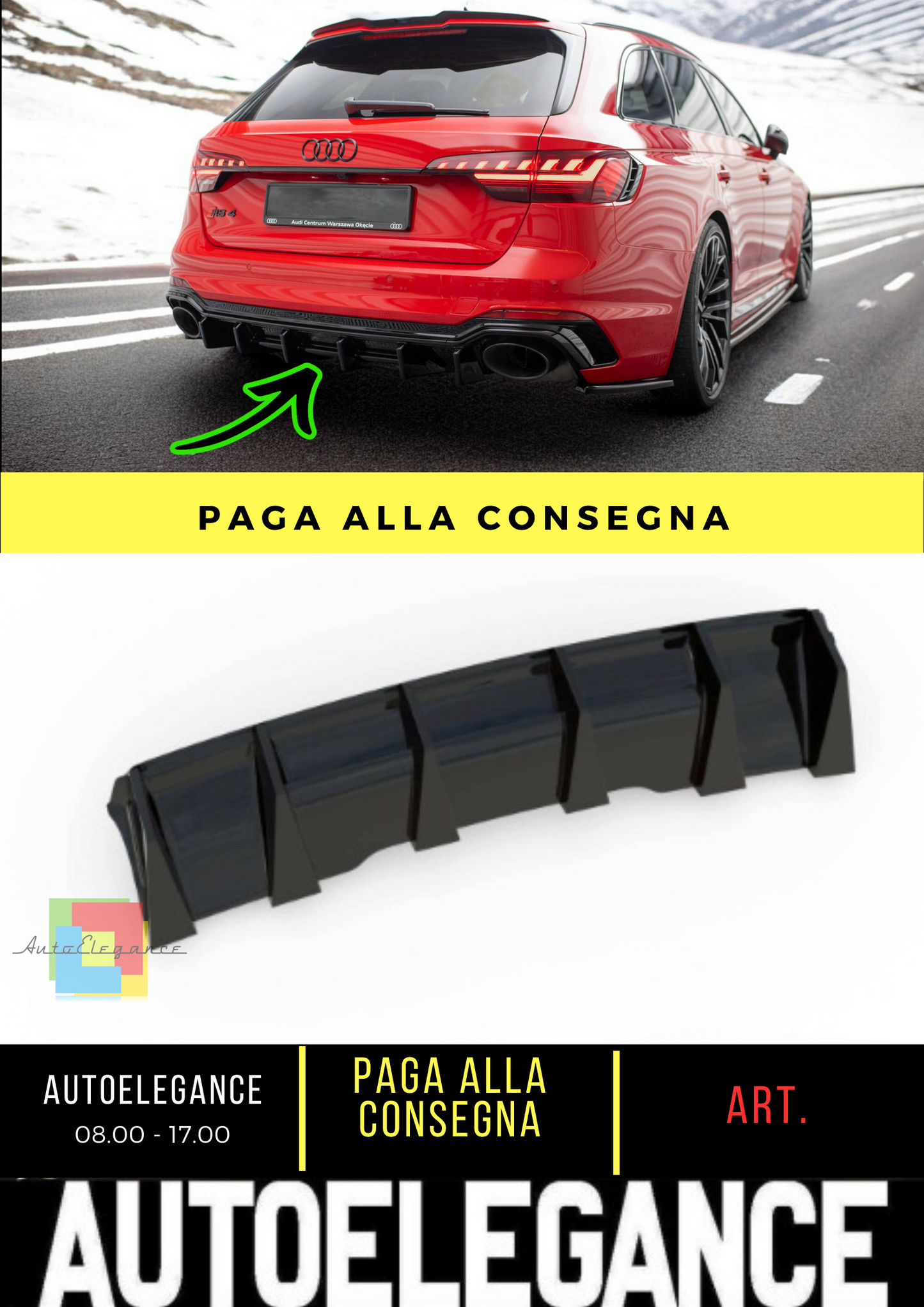 🔥Black Rear Diffuser Lights Suitable for Audi RS4 B9 / B9 Facelift🔥