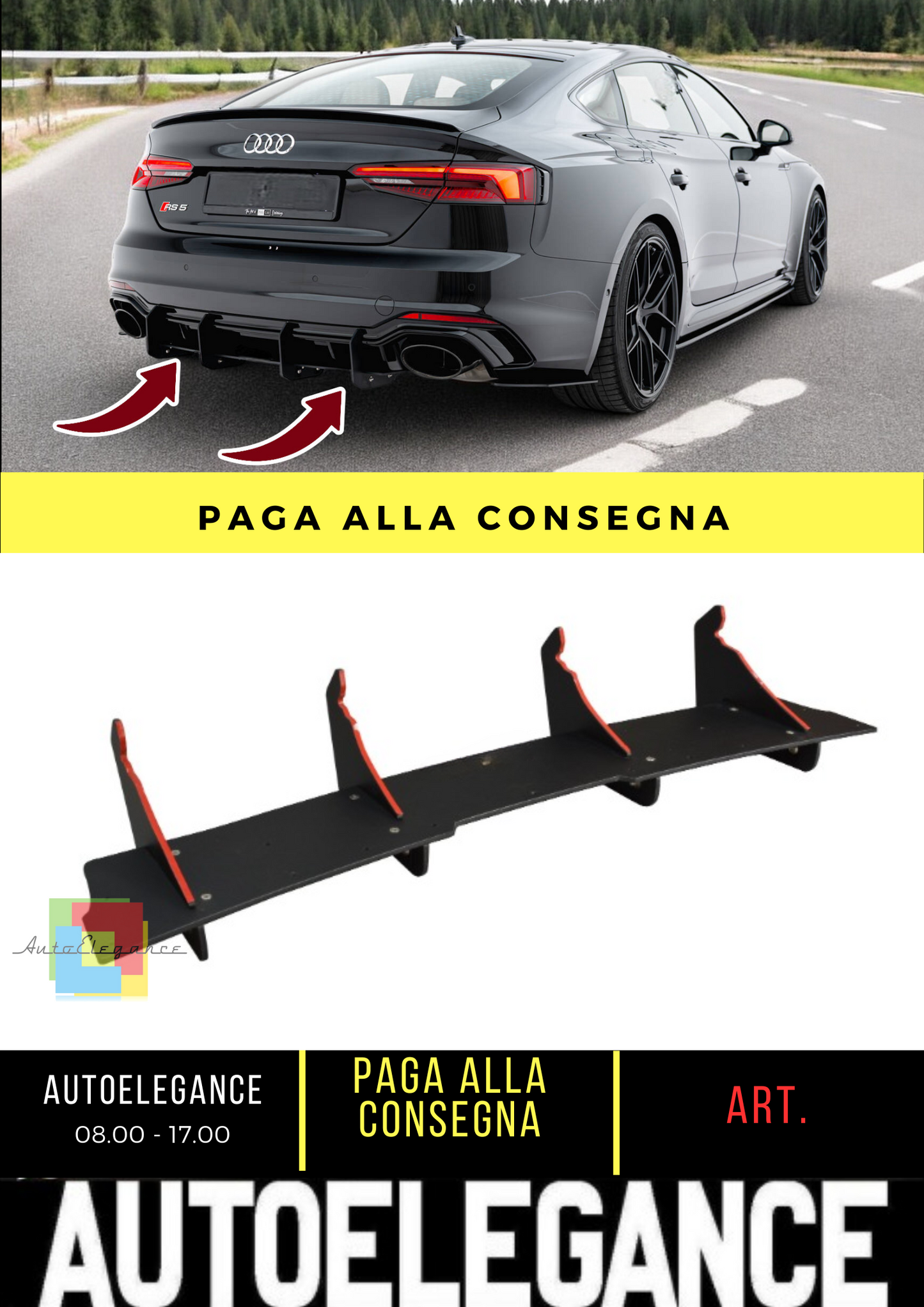 💫Black Rear Diffuser Lights V.2 Suitable for Audi RS5 Coupe / Sportback F5💫
