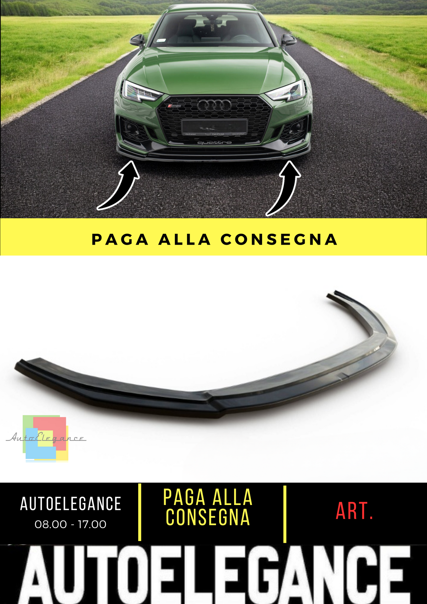 ✨Splitter anteriore V.2 adatto per Audi RS4 B9✨