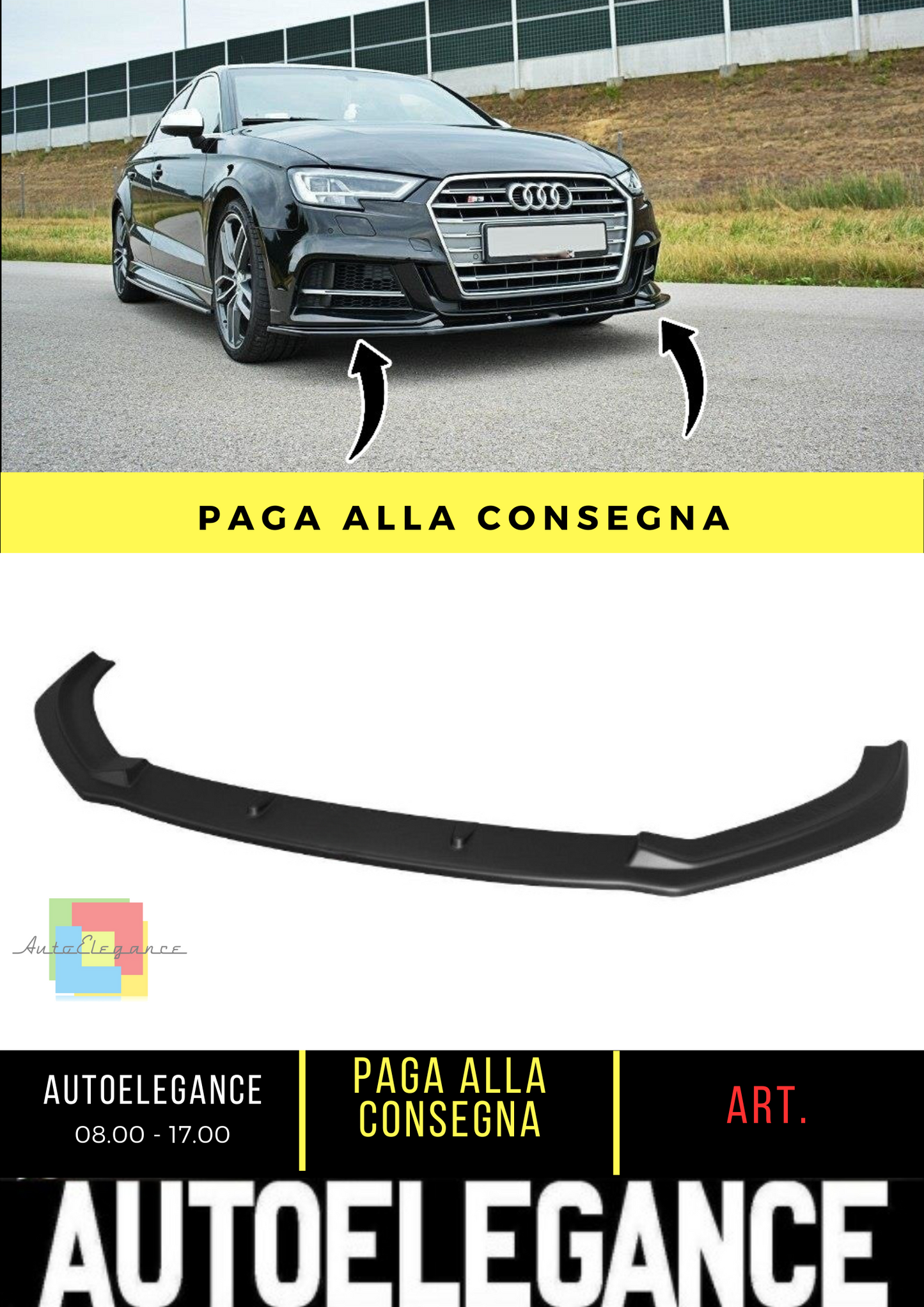 ⭐Splitter anteriore V.1 Audi S3 / A3 S-Line Hatchback / Sportback 8V Facelift⭐