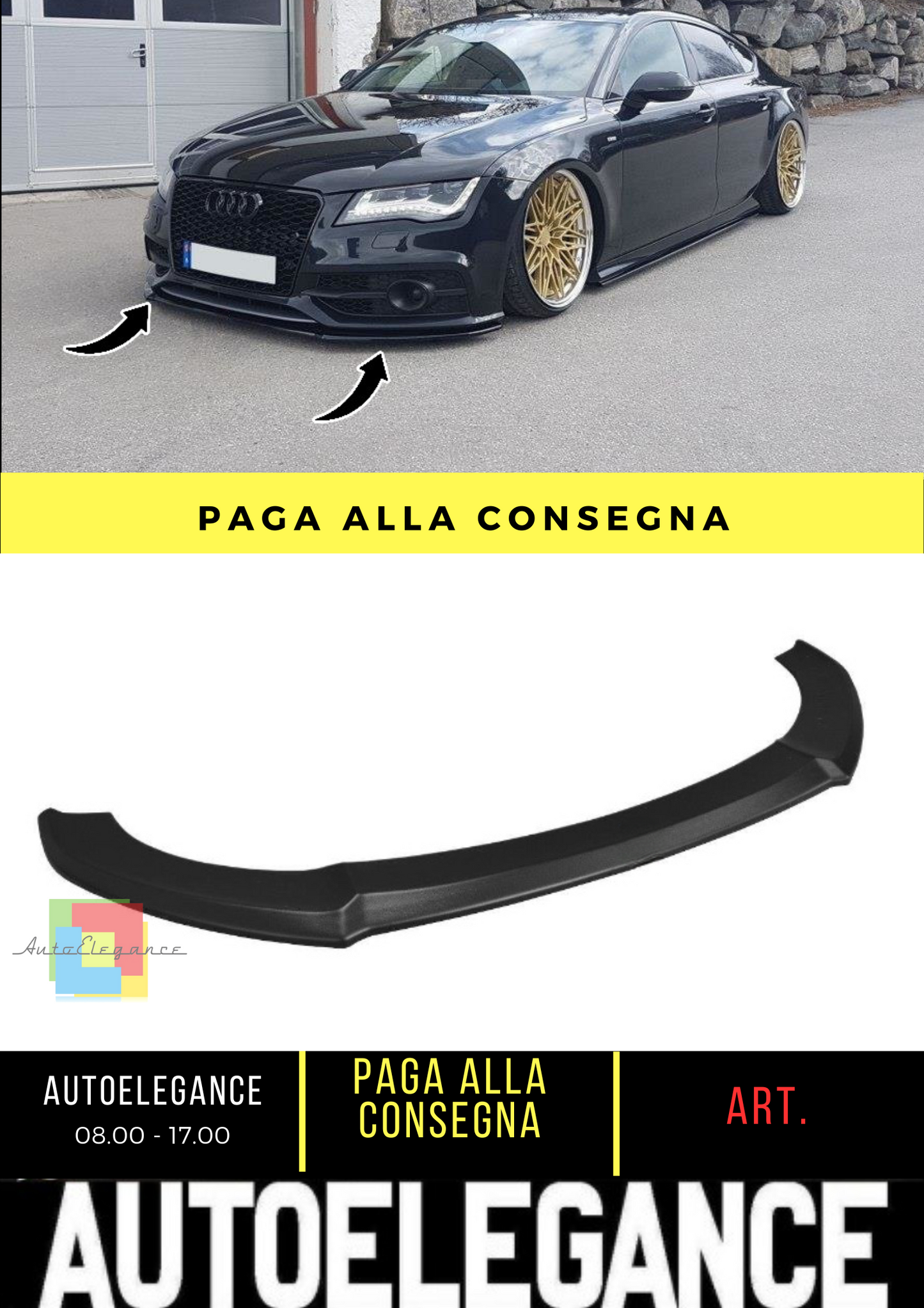 ⭐Splitter anteriore V.1 adatto per Audi S7 / A7 S-Line C7⭐