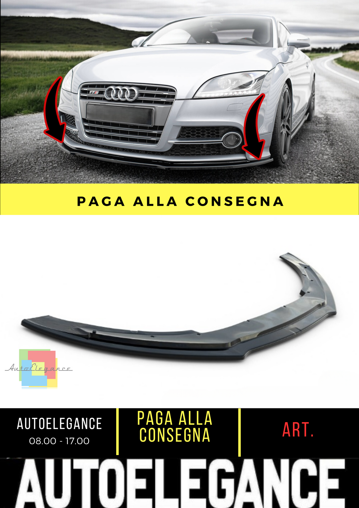 ⭐Splitter anteriore V.1 adatto per Audi TT S / TT S-Line 8J Facelift⭐