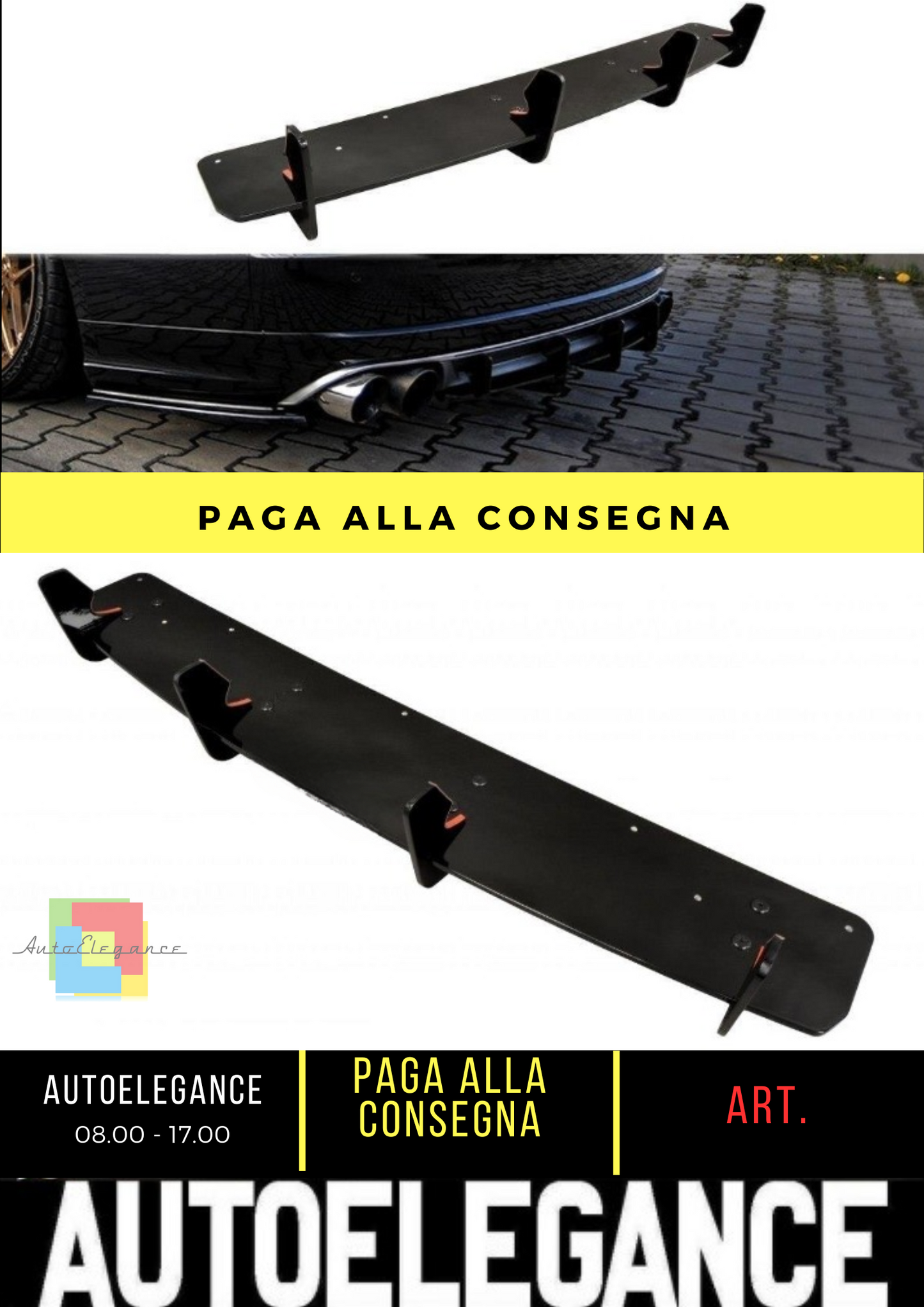 ⭐Diffusore posteriore nero luci V.2 adatto per Audi S8 D4 FL⭐
