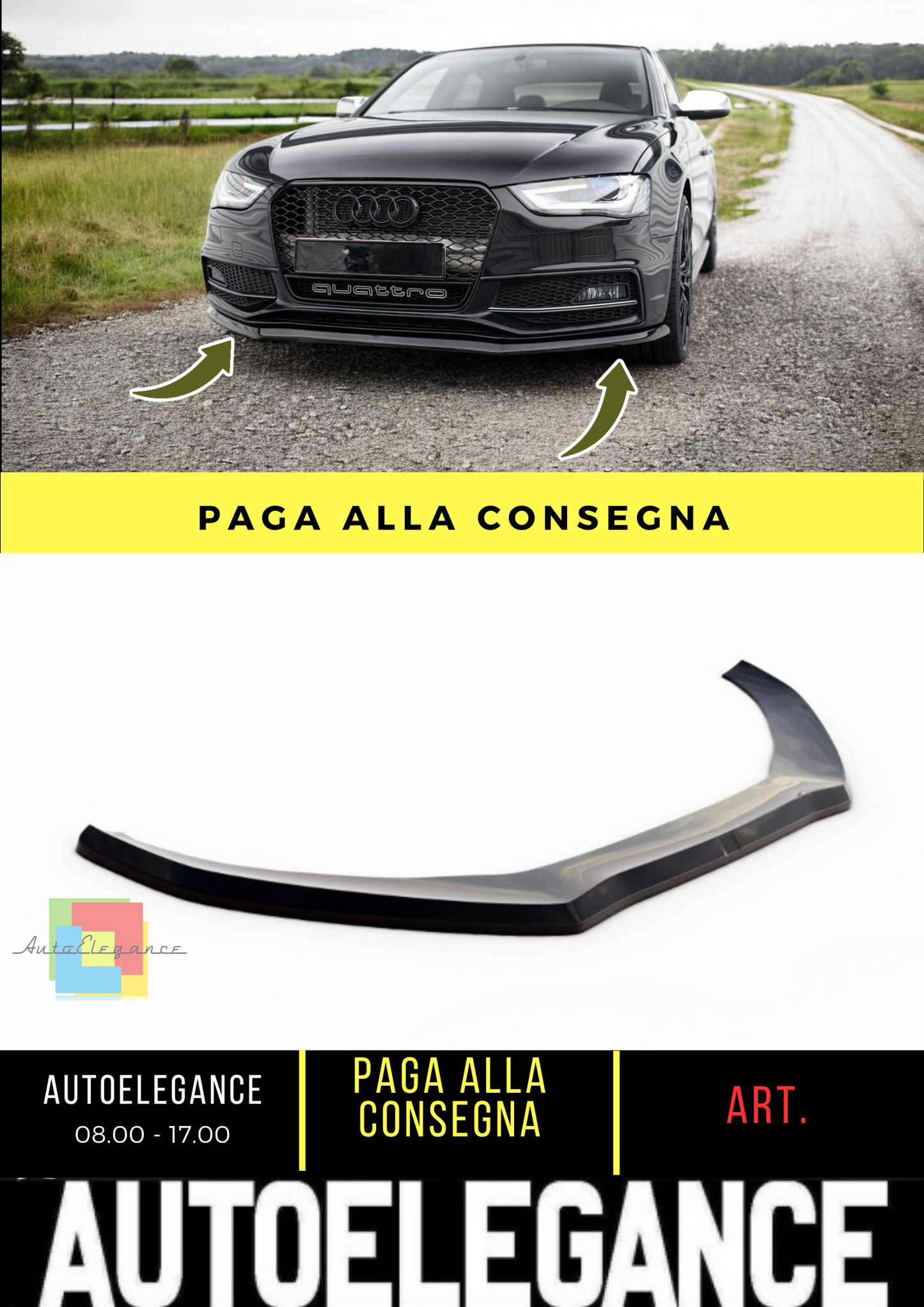 ⭐Splitter anteriore V.1 adatto per Audi A4 S-Line / S4 B8 Facelift⭐