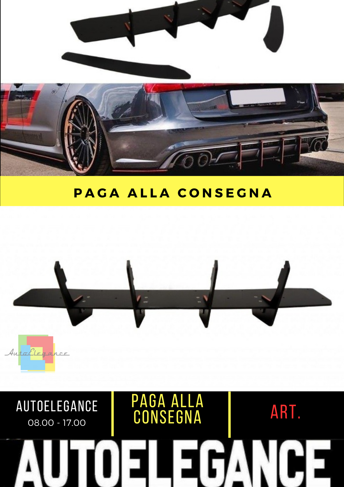 ⭐Rear Diffuser &amp; Rear Side Splitter Fit For Audi S6 C7 FL⭐