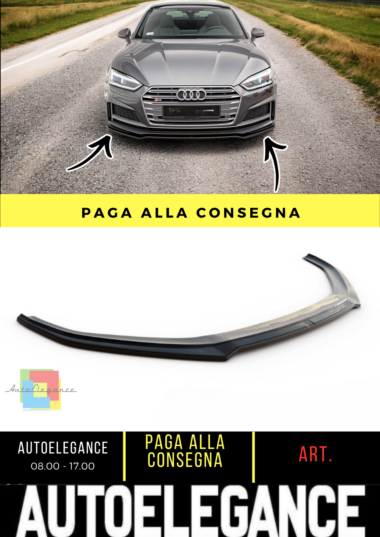 ⭐Splitter anteriore V.1 adatto per Audi S5 / A5 S-Line F5 Coupe / Sportback⭐
