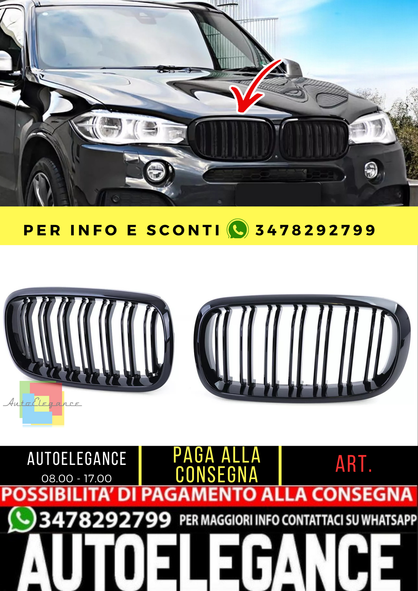 🔥Griglia della griglia del radiatore sportiva a doppia barra per BMW X5  X6 🔥