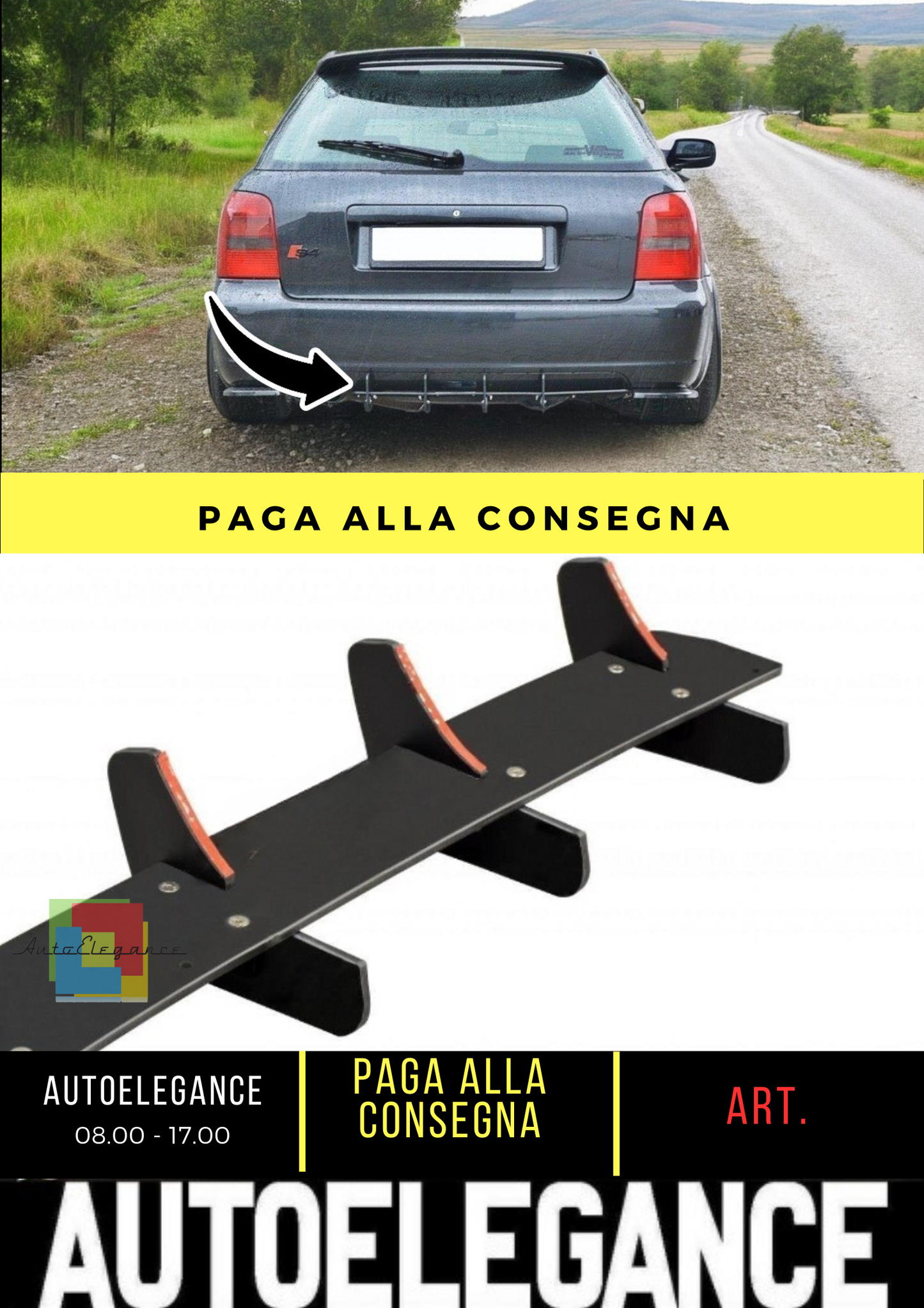⭐Diffusore posteriore nero luci V.2 adatto per AUDI S4 B5 Avant⭐