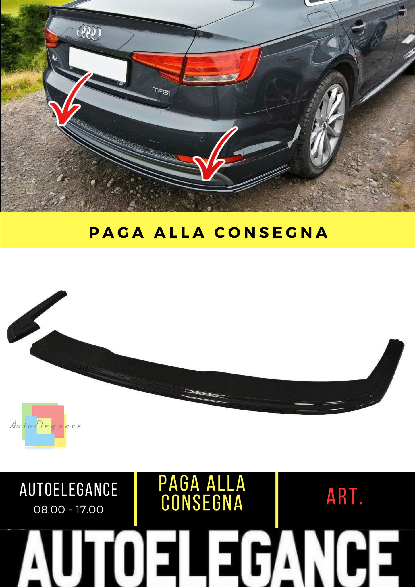 💫SPLITTER LATERALI POSTERIORI ADATTO PER AUDI A4 B9 S-Line💫