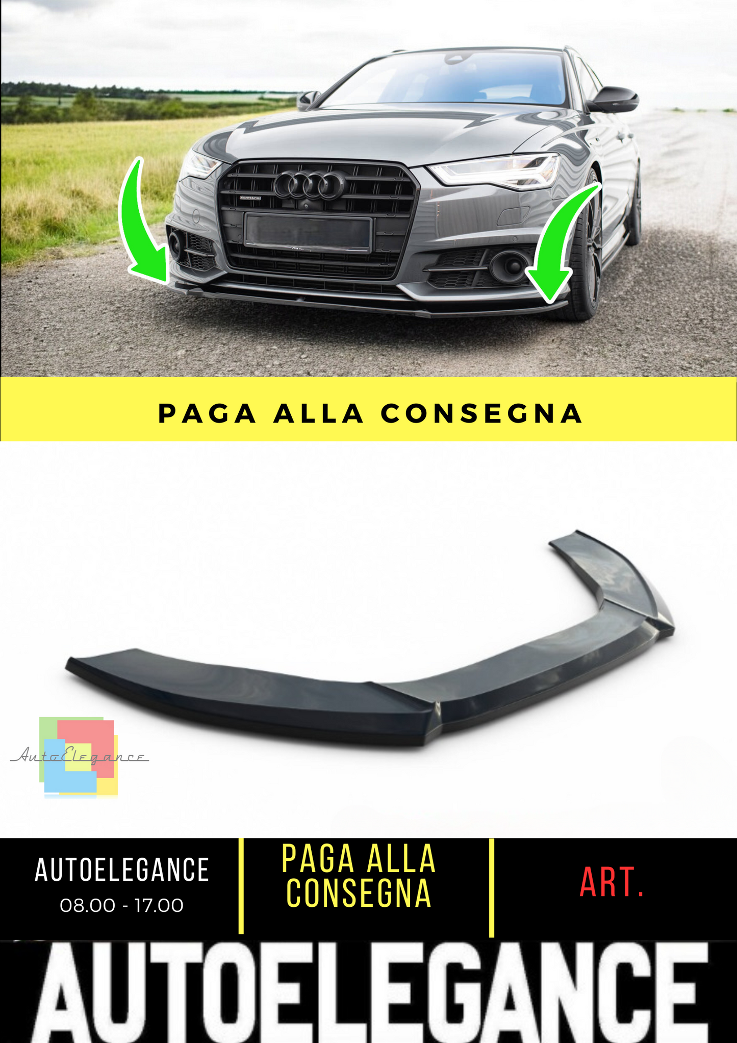 ⭐Splitter anteriore V.1 adatto per Audi A6 / A6 C7 S-line / S6 C7 Facelift⭐