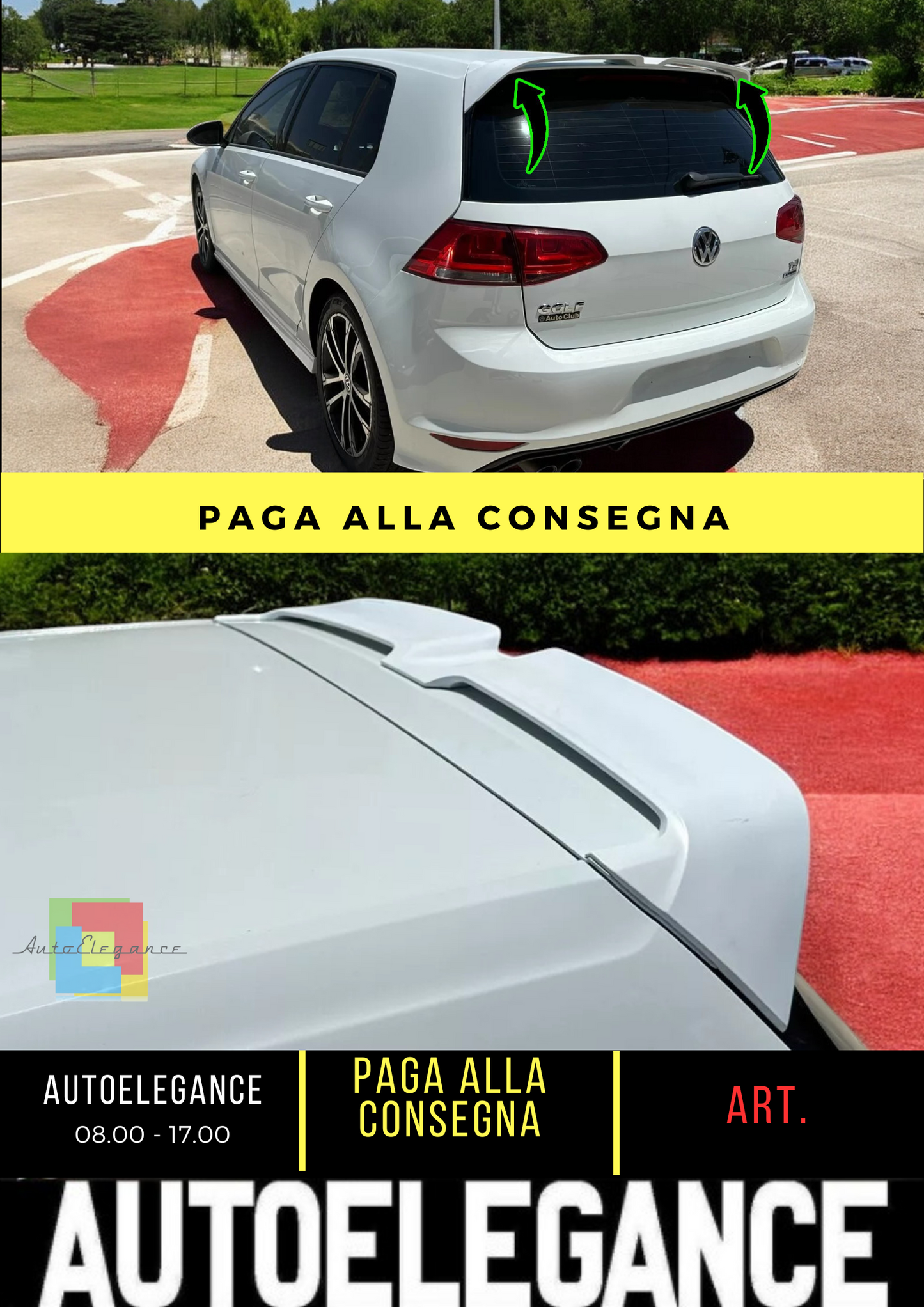 🔥SPOILER TETTO ADATTO PER VOLKSWAGEN GOLF Mk7 / Mk7 FL GTI / R / R-LINE PU🔥