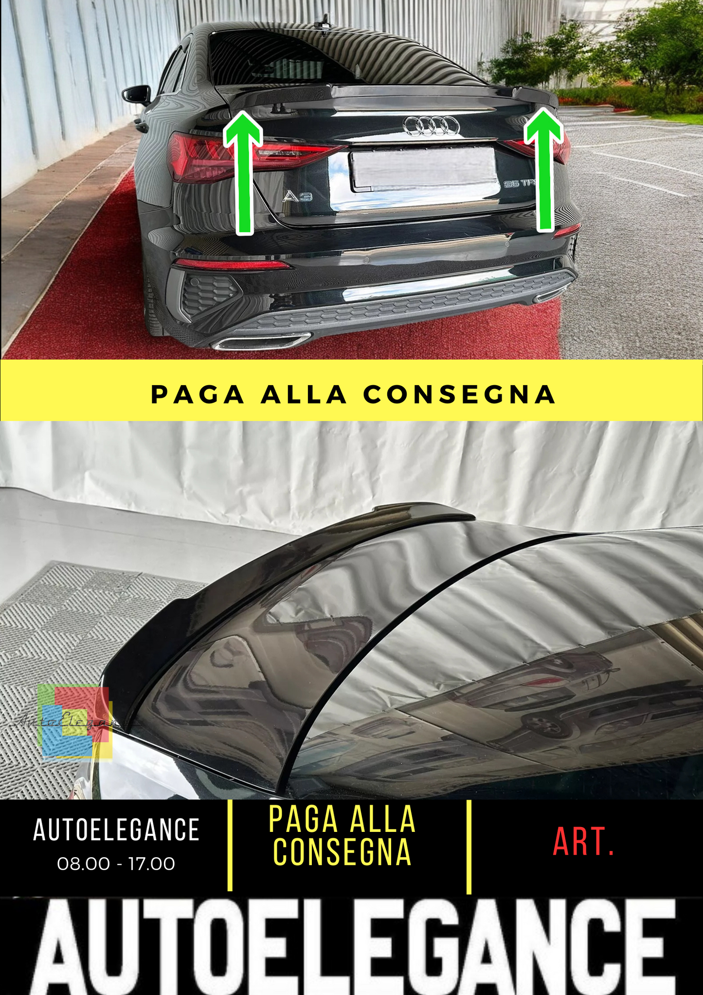 ⭐SPOILER POSTERIORE ADATTO PER AUDI A3 / A3 S-LINE / S3 / RS3 8Y PU UNPAINTED⭐