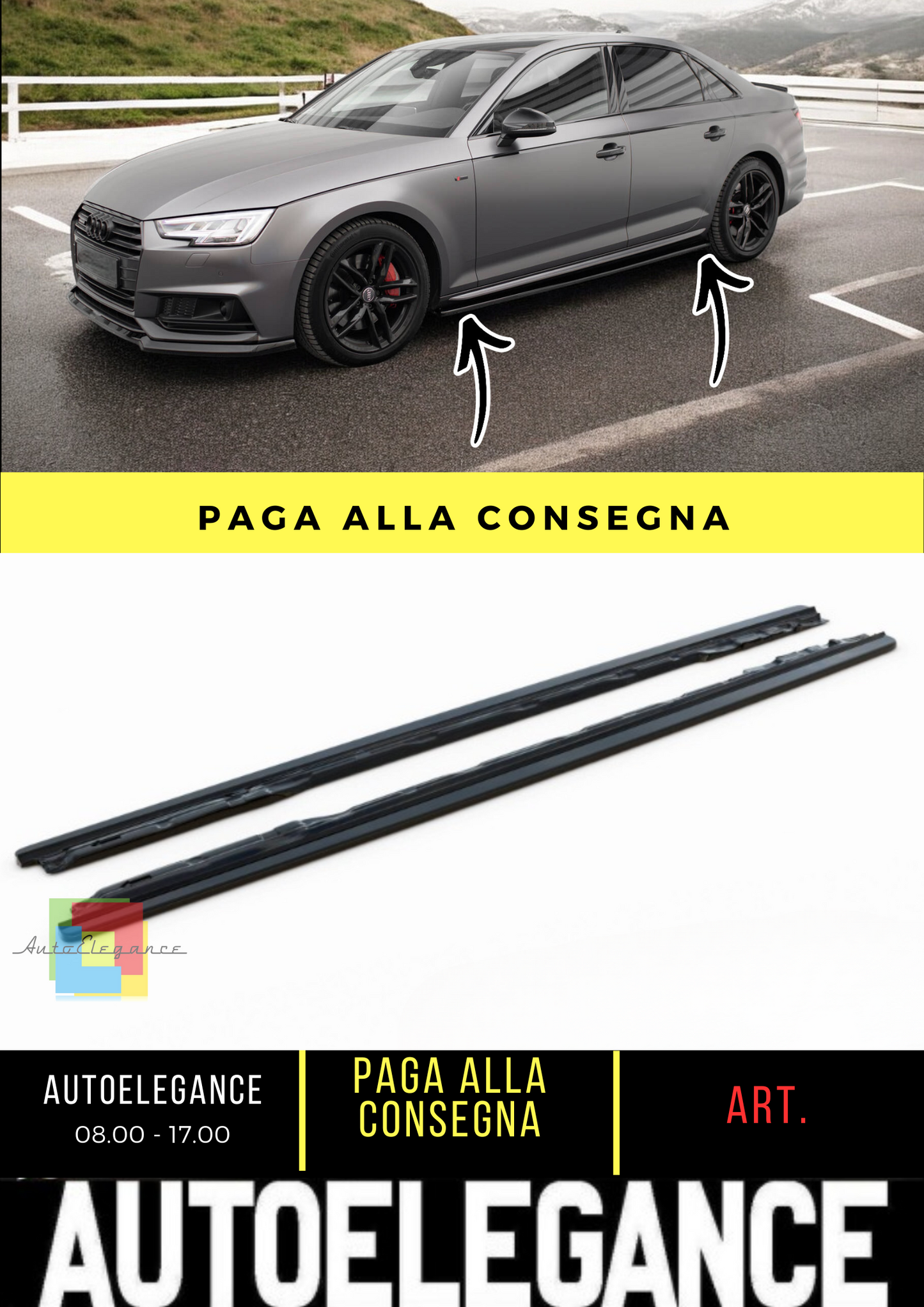 ⭐Sotto Minigonne Laterali adatto per Audi S4 / A4 S-Line / A4 Competiton B9⭐