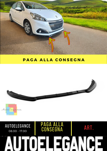 💫SPLITTER ANTERIORE PER PEUGEOT 208 MK1 FACELIFT (2015-2019) NERO LUCIDO ABS💫