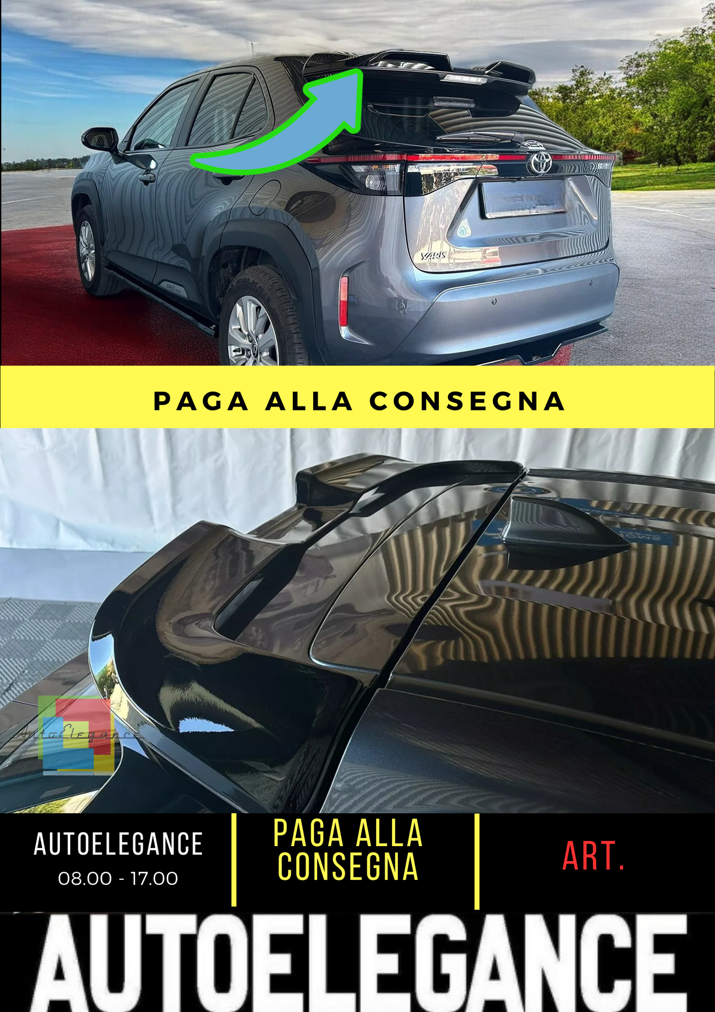 ⭐SPOILER TETTO ADATTO PER TOYOTA YARIS CROSS (2020-) PU UNPAINTED⭐