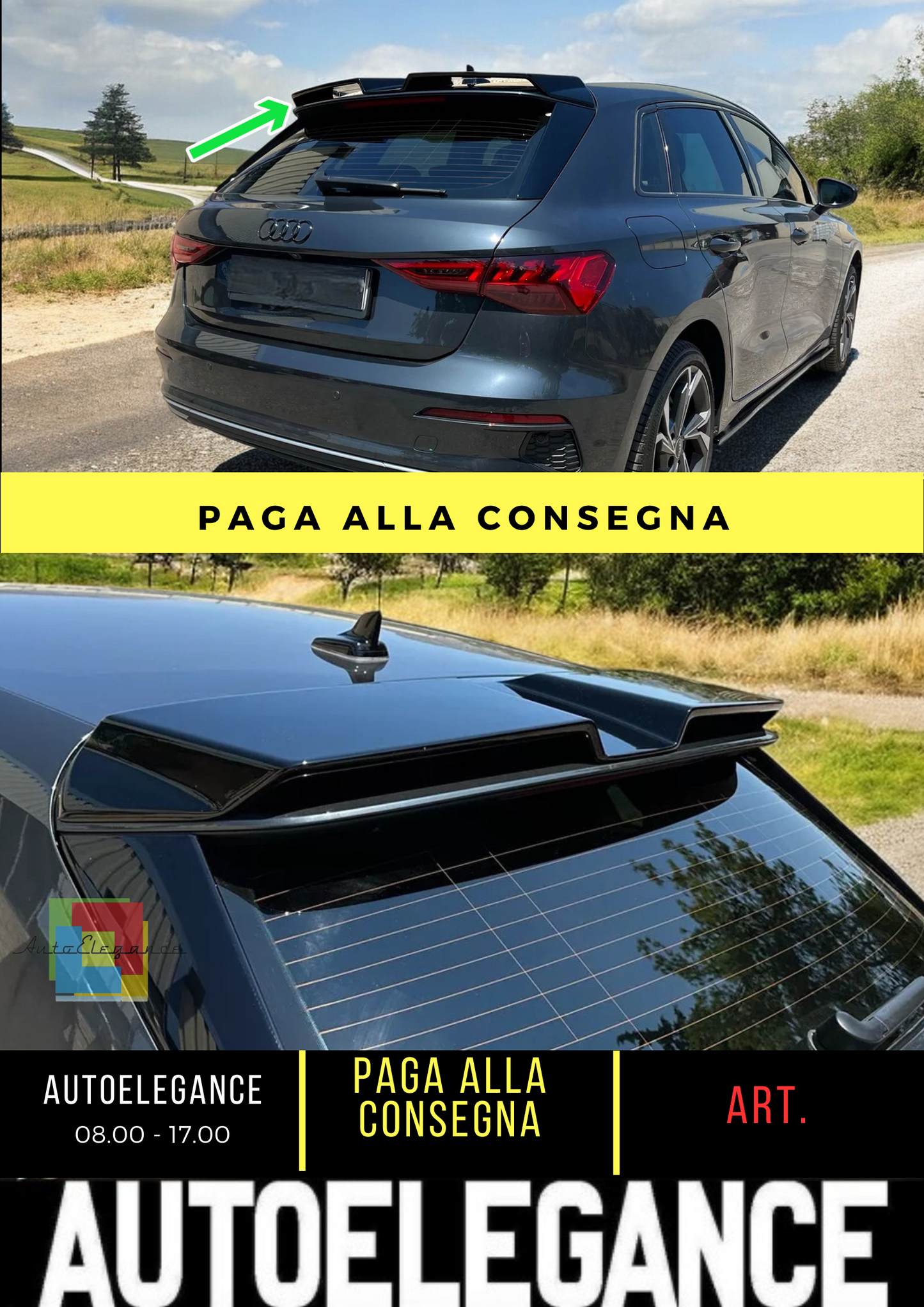 💫SPOILER TETTO ADATTO PER AUDI A3 8Y (2020-) PU UNPAINTED💫