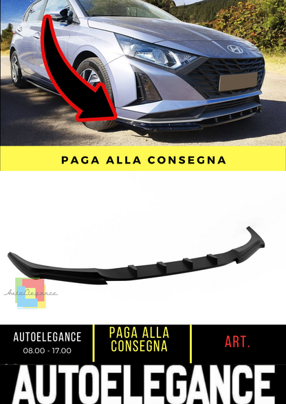 ⭐SPLITTER ANTERIORE PER HYUNDAI I20 MK3 FACELIFT (2023-) NERO LUCIDO ABS⭐