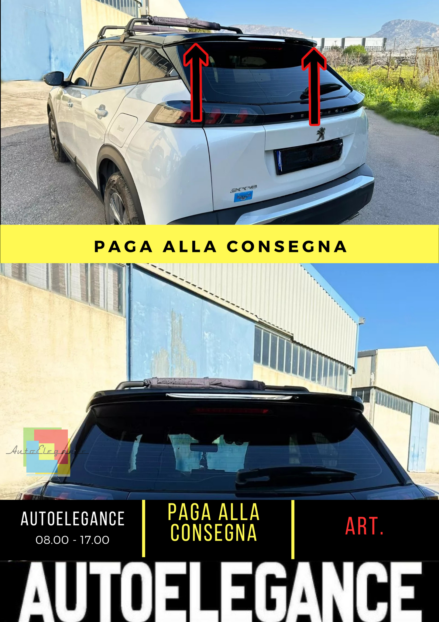 💫ROOF SPOILER SUITABLE FOR PEUGEOT 2008 MK3 (2019-) PU UNPAINTED💫