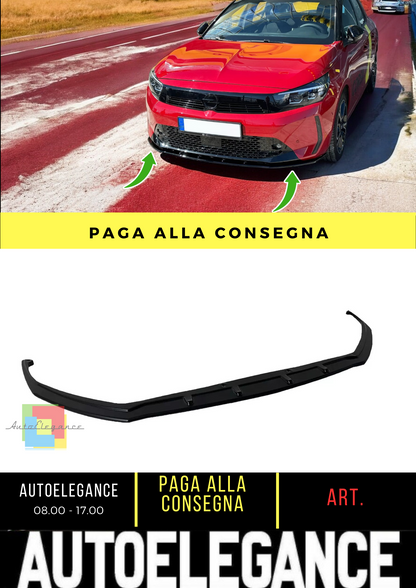 🔥SPLITTER ANTERIORE ADATTO PER OPEL CORSA F FACELIFT (2023-) NERO LUCIDO ABS🔥