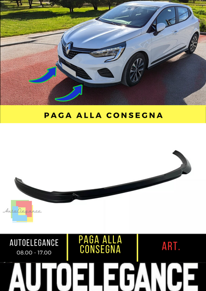 🔥FRONT SPLITTER SUITABLE FOR RENAULT CLIO MK5 (2019-2023) GLOSSY BLACK ABS🔥 