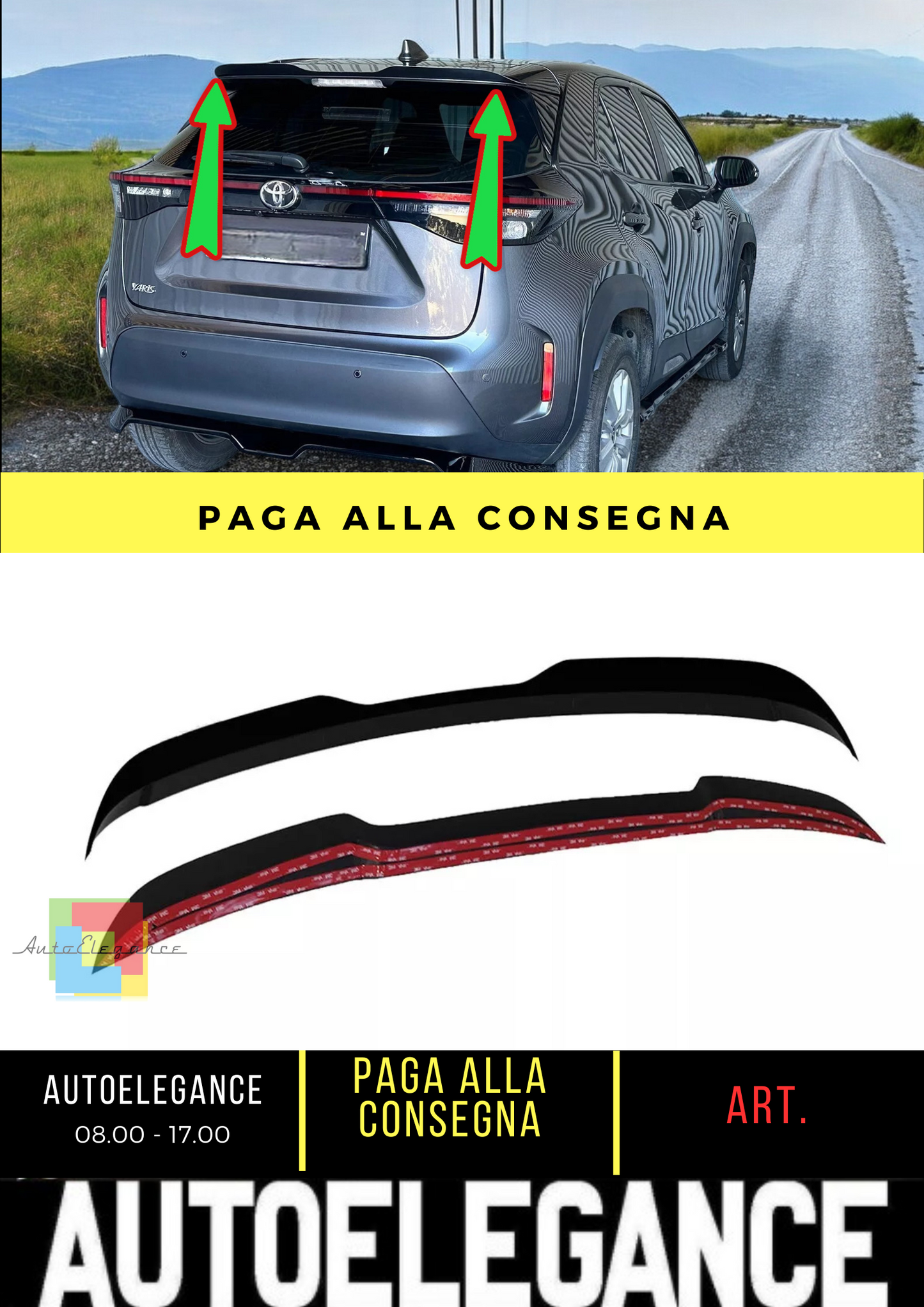 ⭐SPOILER TETTO  ADATTO  PER TOYOTA YARIS CROSS (2020-) ABS⭐