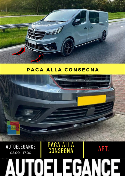 🔥SPLITTER ANTERIORE PER RENAULT TRAFIC MK3 FACELIFT (2022-) NERO LUCIDO ABS🔥