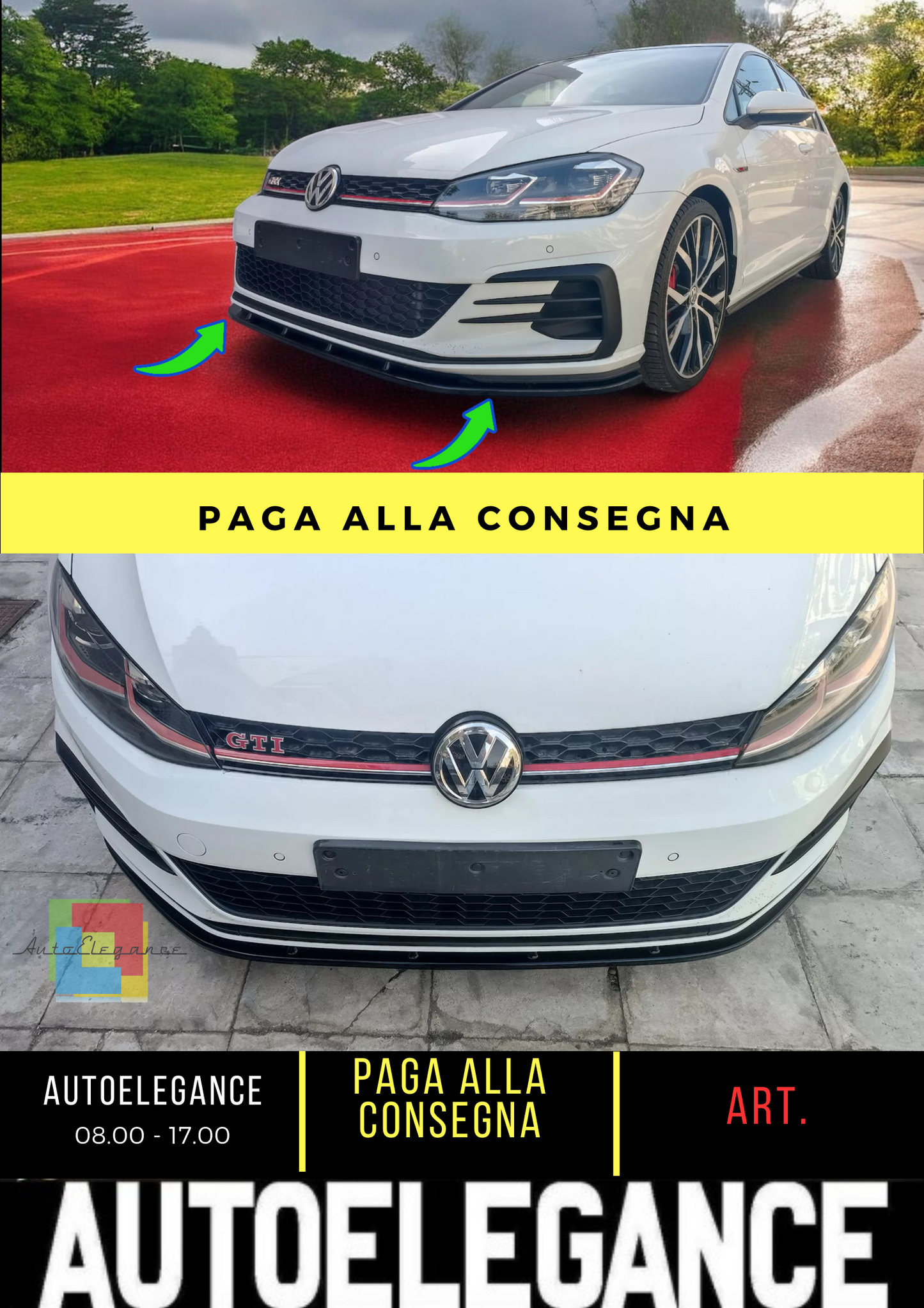 🔥SPLITTER ANTERIORE ADATTO PER VW GOLF MK7 FACELIFT GTI NERO LUCIDO ABS🔥