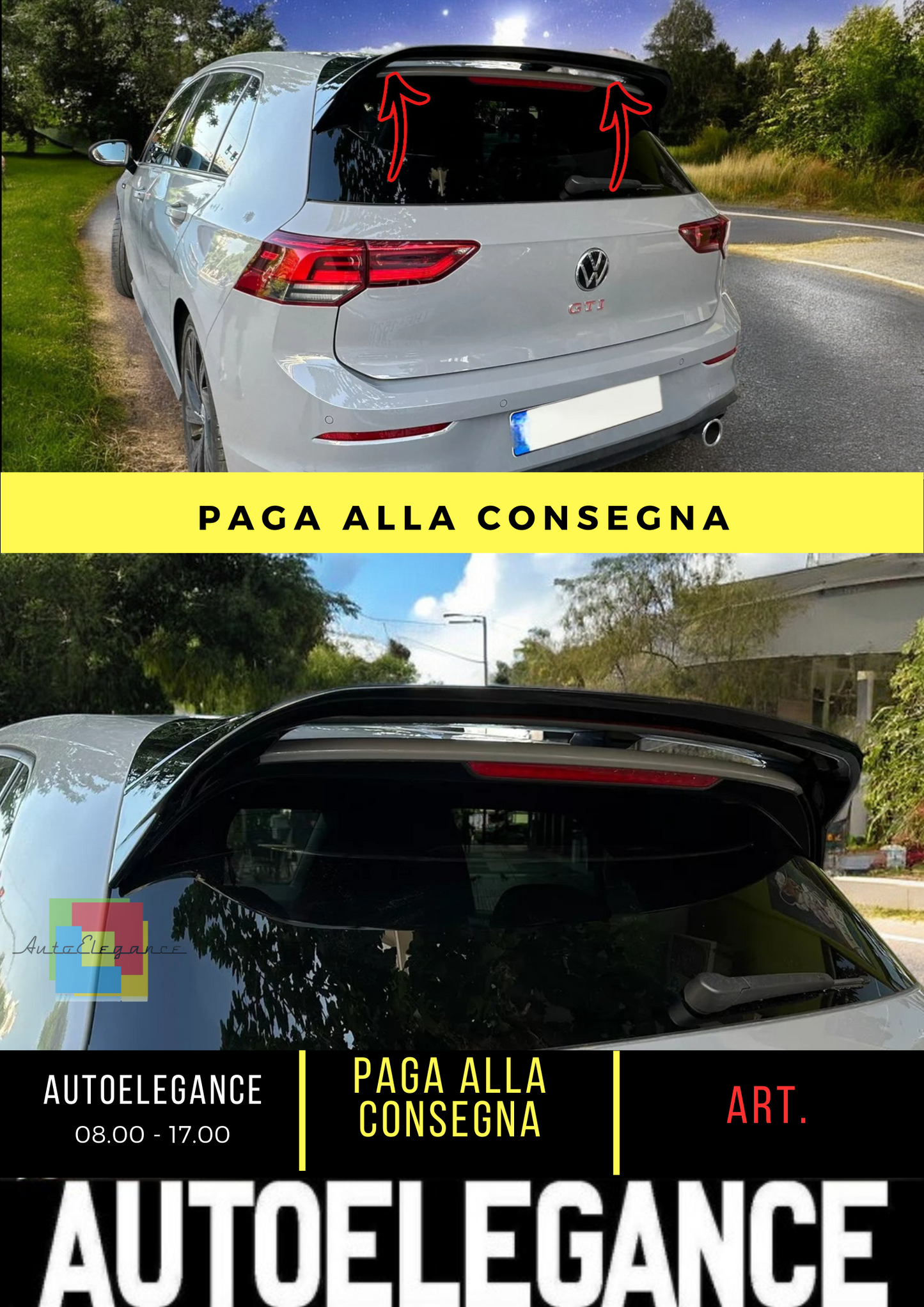 💫SPOILER TETTO ADATTO PER VOLKSWAGEN GOLF MK8 / MK8.5 GTI / R PU UNPAINTED💫