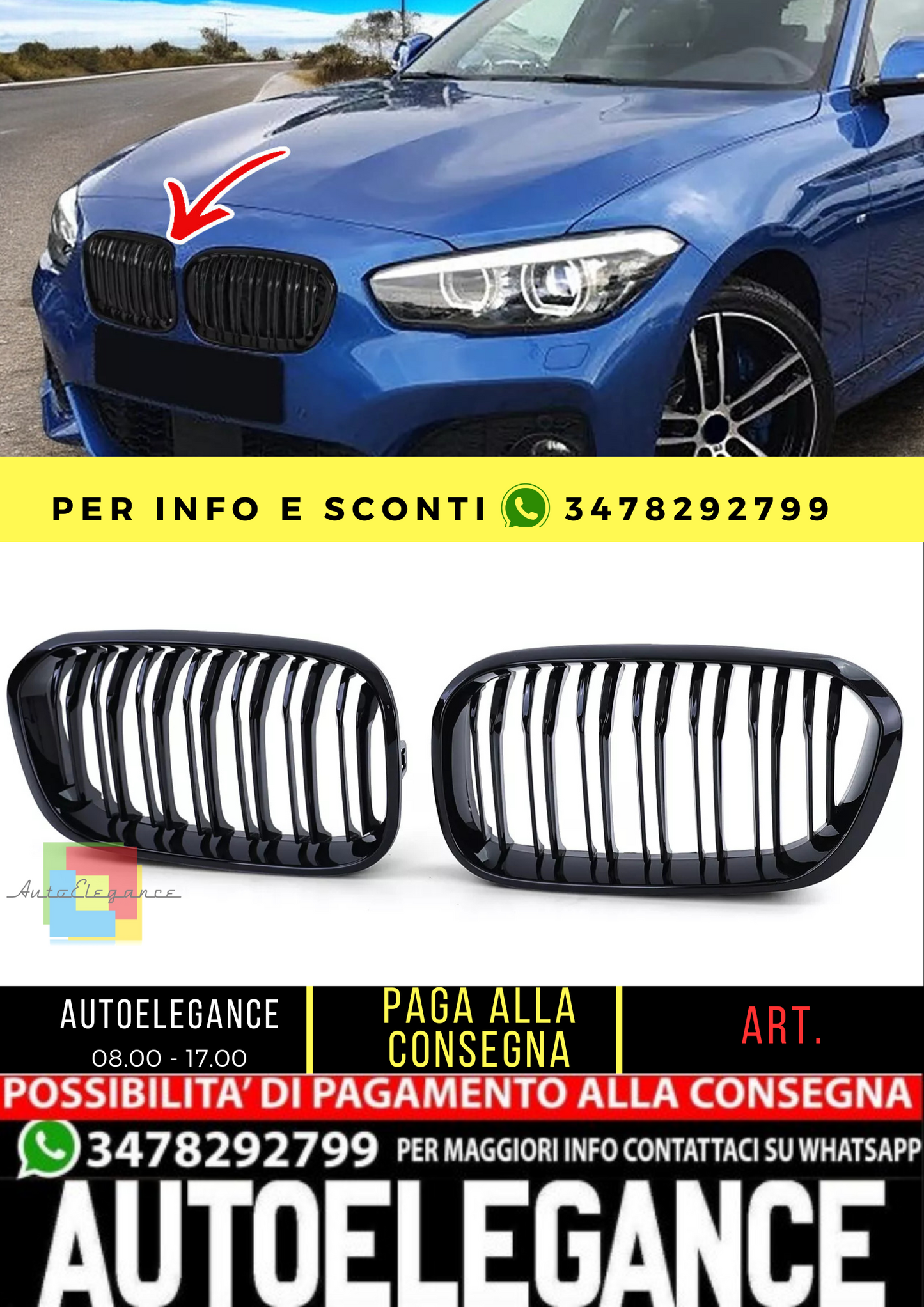 🔥Griglia griglia radiatore sportiva a doppia barra per BMW Serie 1 F20 F21🔥