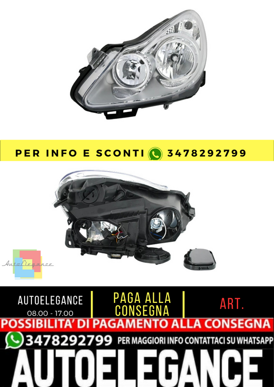 🔥Faro sinistro per faro anteriore Opel Corsa D 06-11 H1 H7🔥