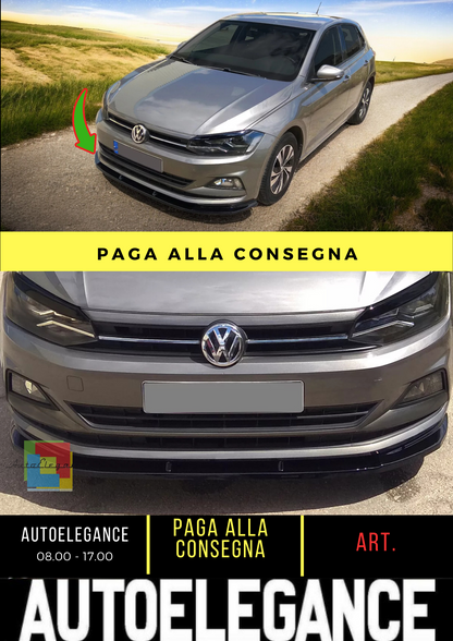 🔥FRONT SPLITTER SUITABLE FOR VW POLO MK6 (2017-2021) GLOSSY BLACK ABS🔥