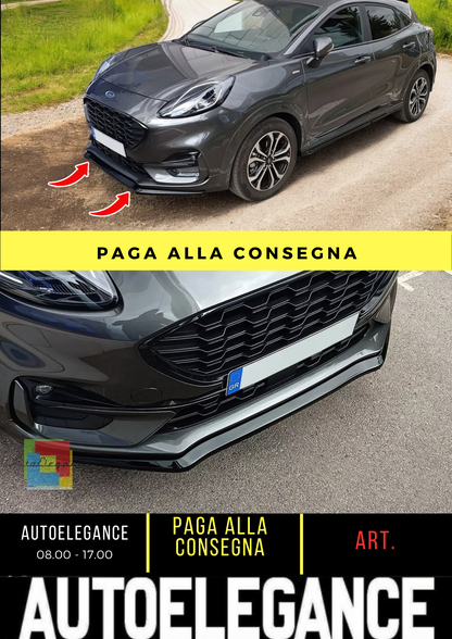 🔥FRONT SPLITTER SUITABLE FOR FORD PUMA ST-LINE (2019-) GLOSSY BLACK ABS🔥