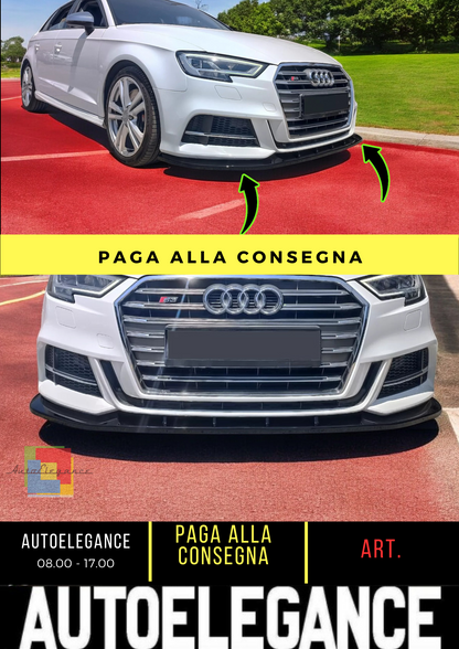 🔥SPLITTER ANTERIORE PER AUDI S3/A3 S-LINE SPORTBACK(2016-2019)NERO LUCIDO ABS🔥
