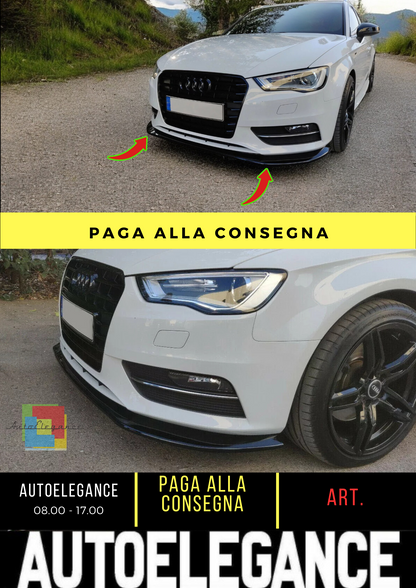 🔥SPLITTER ANTERIORE PER AUDI A3 8V SPORTBACK (2013-2016) NERO LUCIDO ABS🔥