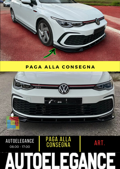 🔥SPLITTER ANTERIORE PER VOLKSWAGEN GOLF MK8 GTI / R-LINE (2019-) NERO LUCIDO 🔥