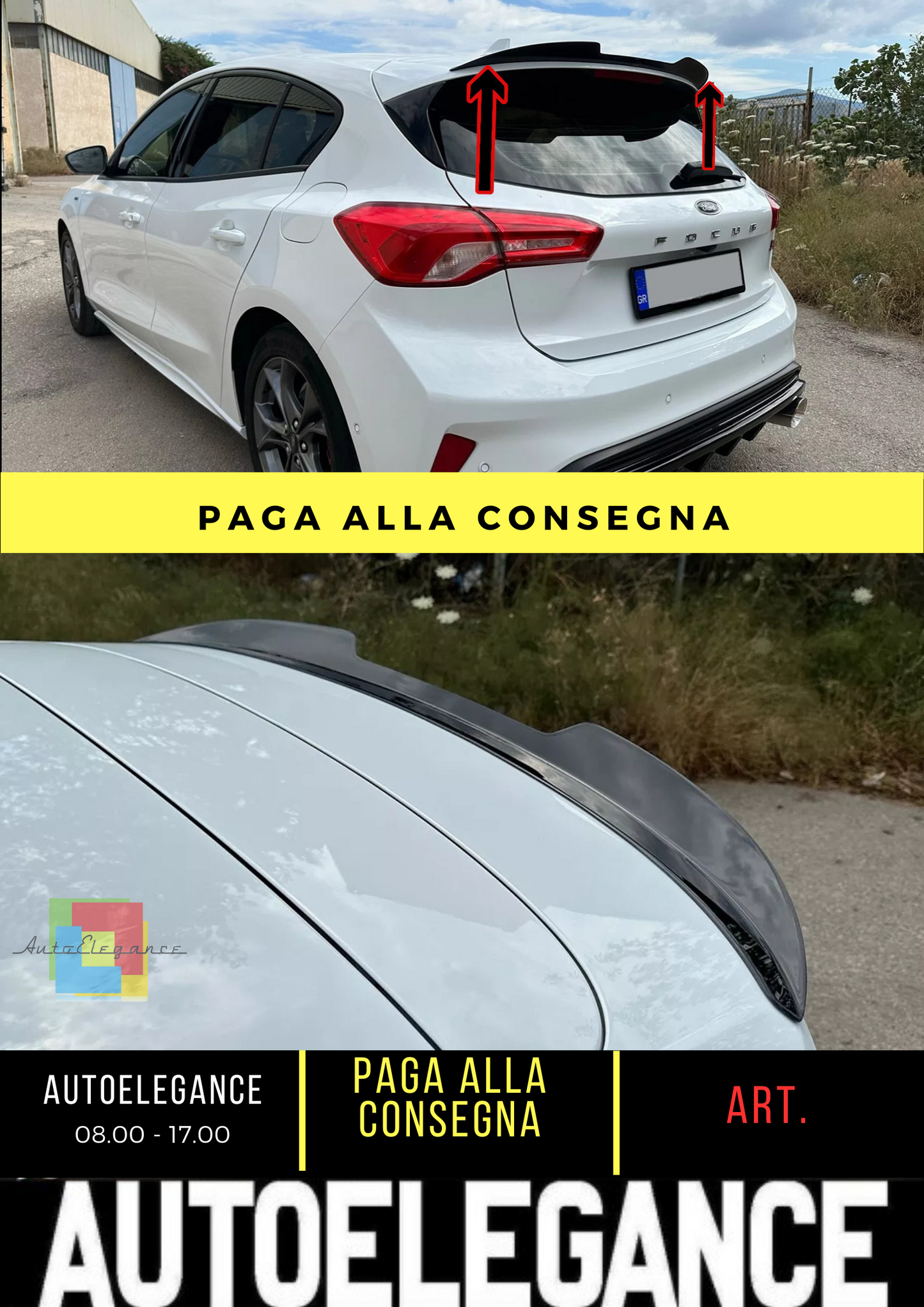 🔥SPOILER TETTO ESTENIONE ADATTO PER FORD FOCUS MK4 (2018-) ABS🔥