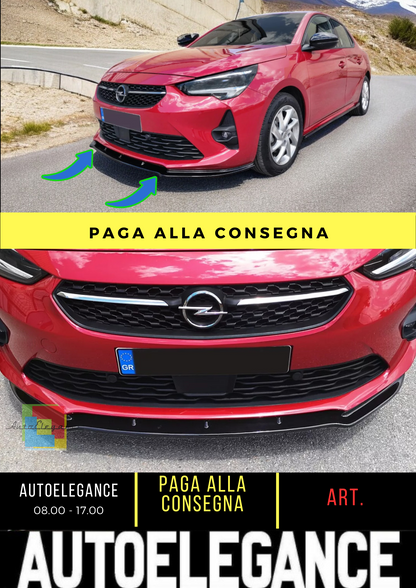 💕FRONT SPLITTER SUITABLE FOR OPEL CORSA F (2019-2023) GLOSSY BLACK ABS💕